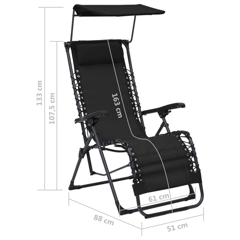 Folding Deck Chair Textilene Black