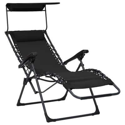 Folding Deck Chair Textilene Black