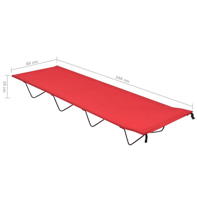 Camping Bed 180x60x19 cm Oxford Fabric and Steel Red