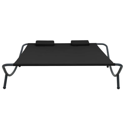 Outdoor Lounge Bed Fabric Black