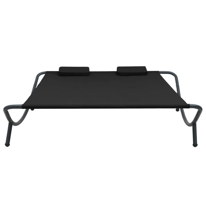 Outdoor Lounge Bed Fabric Black