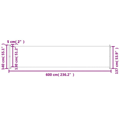 Patio Retractable Side Awning 140x600 cm Black