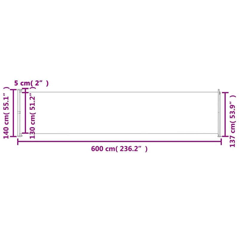 Patio Retractable Side Awning 140x600 cm Black