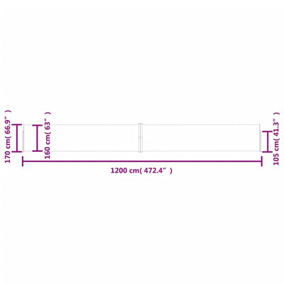 Patio Retractable Side Awning 170x1200 cm Cream