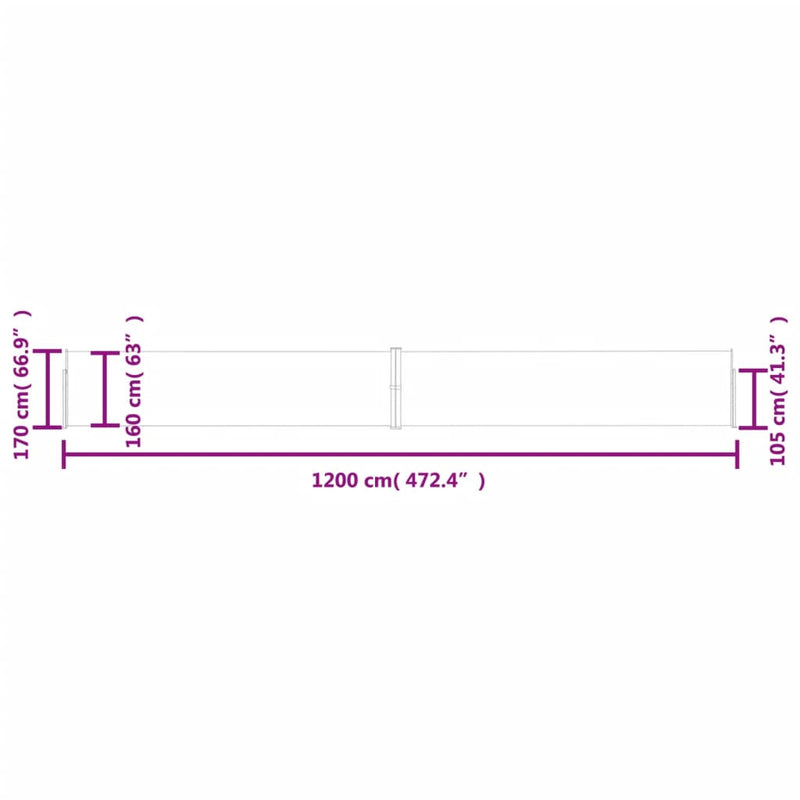 Patio Retractable Side Awning 170x1200 cm Cream