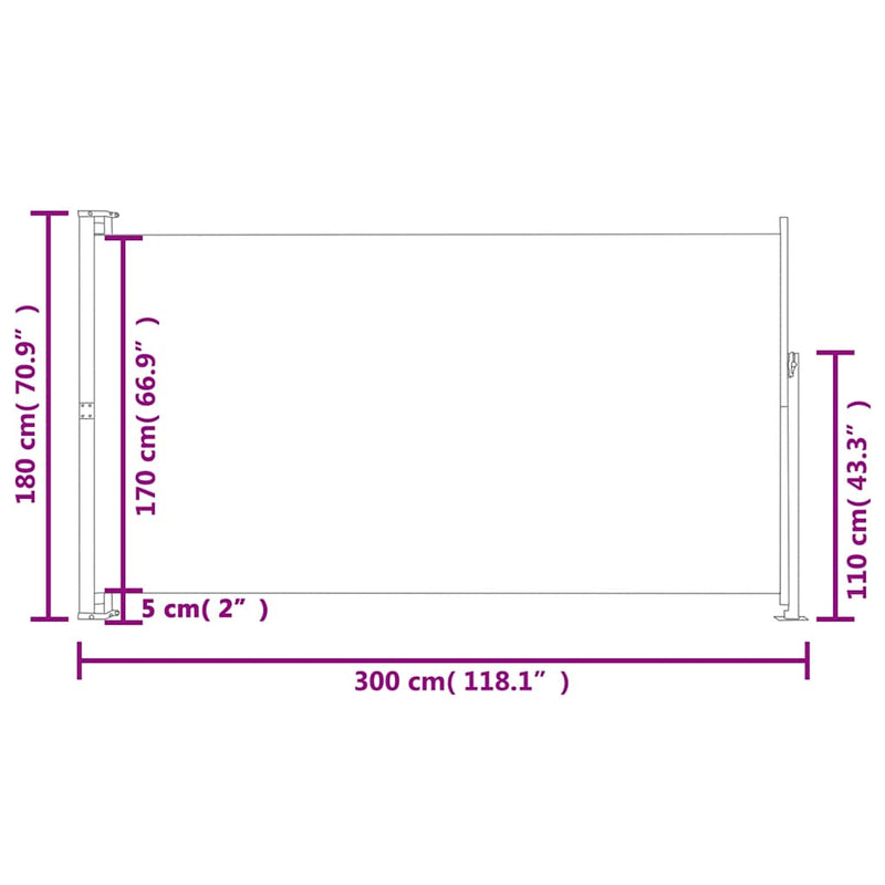 Patio Retractable Side Awning 180x300cm Black