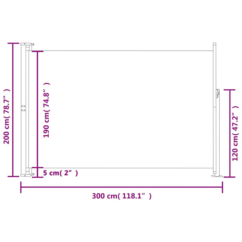 Patio Retractable Side Awning 200x300cm Black