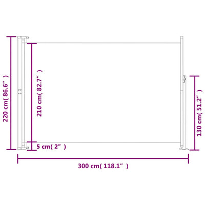 Patio Retractable Side Awning 220x300cm Black