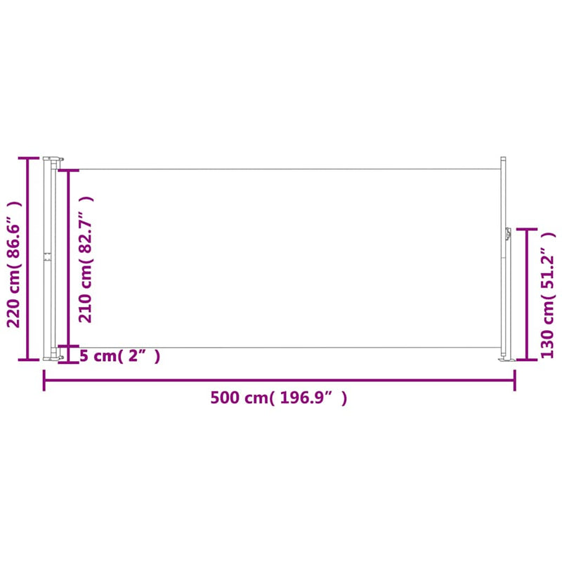 Patio Retractable Side Awning 220x500cm Grey