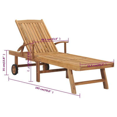 Sun Lounger Solid Teak Wood