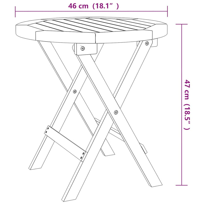 Bistro Table Ø46x47 cm Solid Wood Acacia