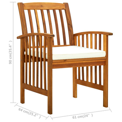 Garden Dining Chairs 2 pcs with Cushions Solid Acacia Wood