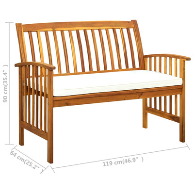 Garden Bench with Cushion 119 cm Solid Acacia Wood