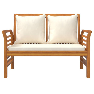 Sofa Bench with Cream White Cushions Solid Wood Acacia