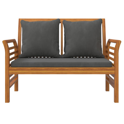 Sofa Bench with Dark Grey Cushions Solid Wood Acacia