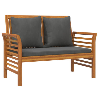 2 Piece Garden Lounge Set with Dark Grey Cushions Solid Wood