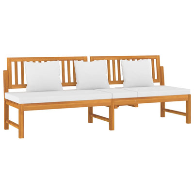 Day Bed with Cream Cushion 200x60x75 cm Solid Wood Acacia