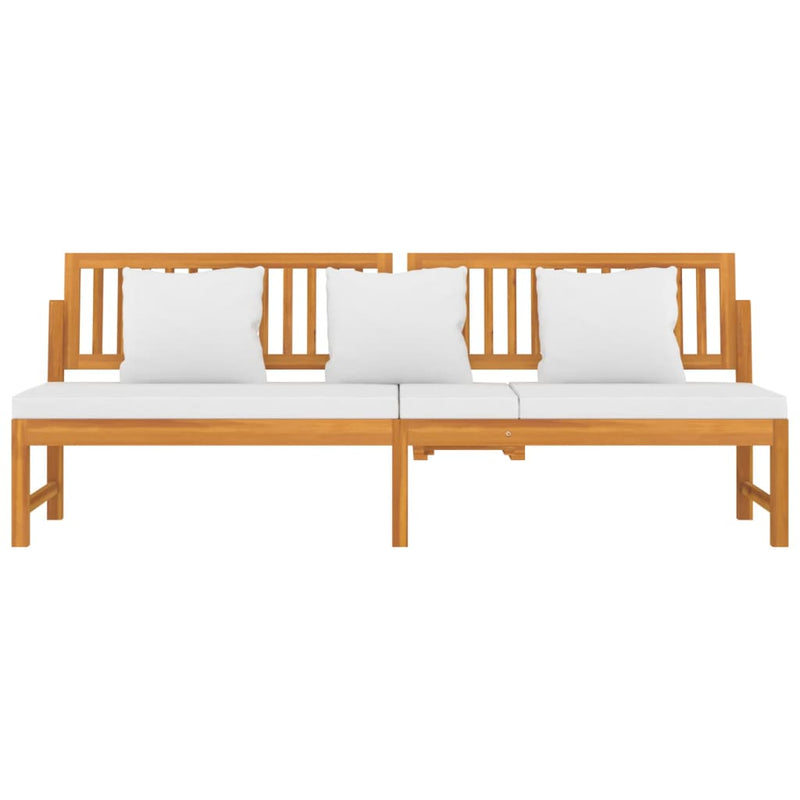 Day Bed with Cream Cushion 200x60x75 cm Solid Wood Acacia