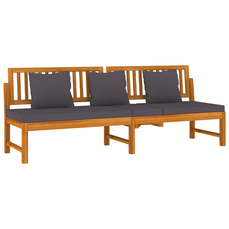 Day Bed with Grey Cushion 200x60x75 cm Solid Wood Acacia