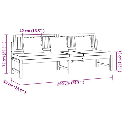 Day Bed with Grey Cushion 200x60x75 cm Solid Wood Acacia