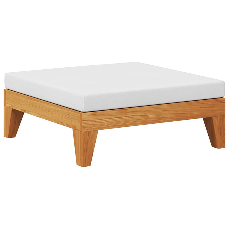 Sectional Footrest with Cream White Cushion Solid Acacia Wood