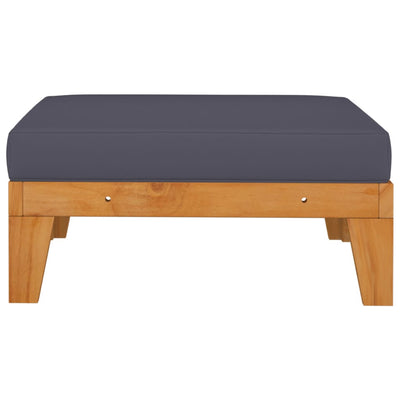 Sectional Footrest with Dark Grey Cushion Solid Acacia Wood