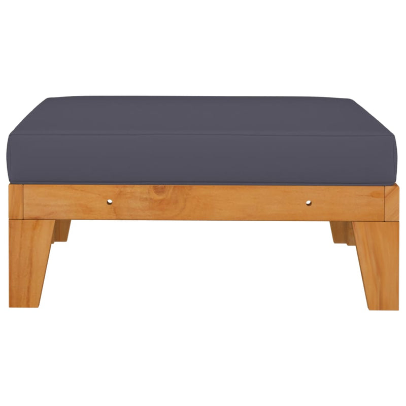 Sectional Footrest with Dark Grey Cushion Solid Acacia Wood