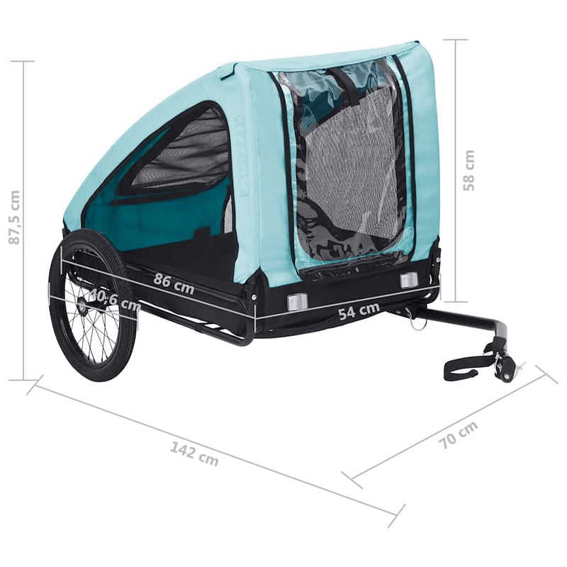 Pet Bike Trailer Blue and Black