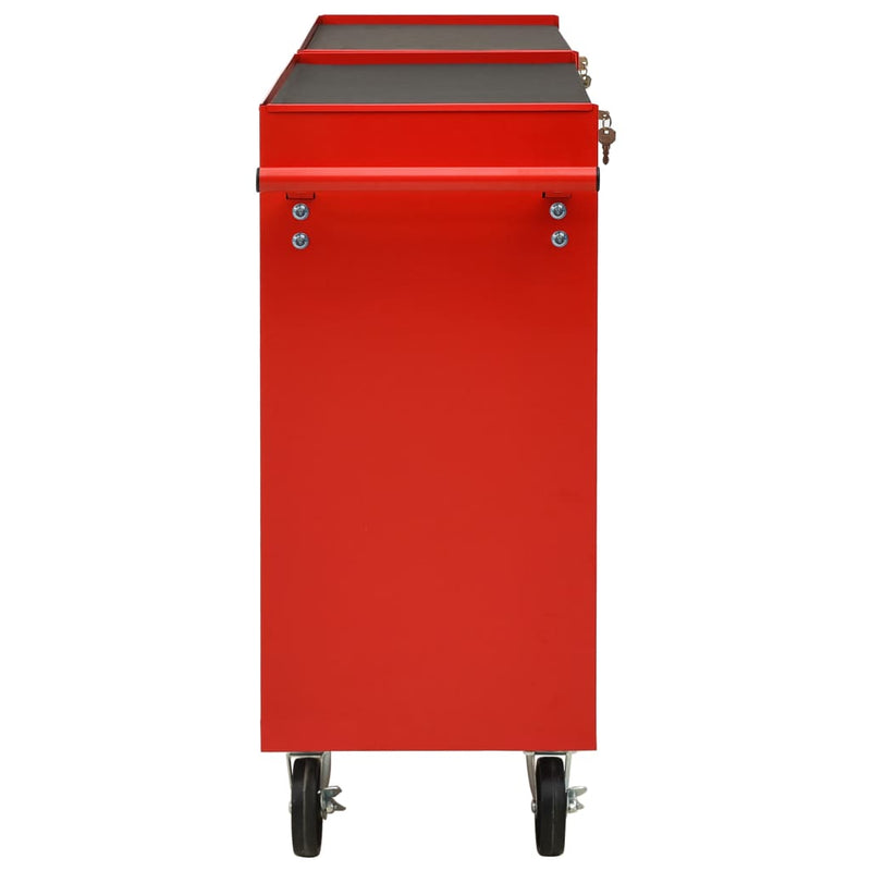 Tool Trolley with 10 Drawers Steel Red