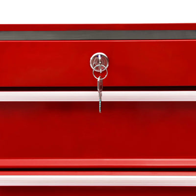 Tool Trolley with 10 Drawers Steel Red