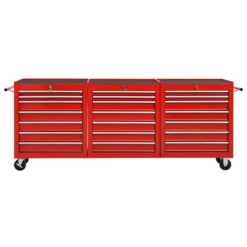 Tool Trolley with 21 Drawers Steel Red