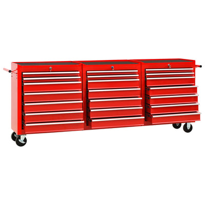 Tool Trolley with 21 Drawers Steel Red