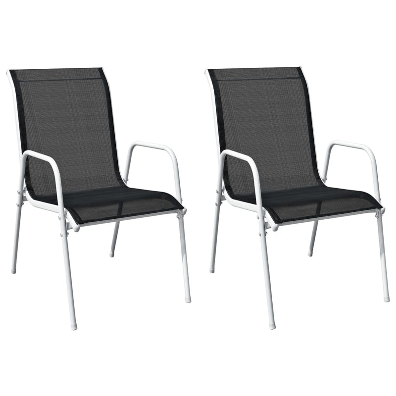 Stackable Garden Chairs 2 pcs Steel and Textilene Black