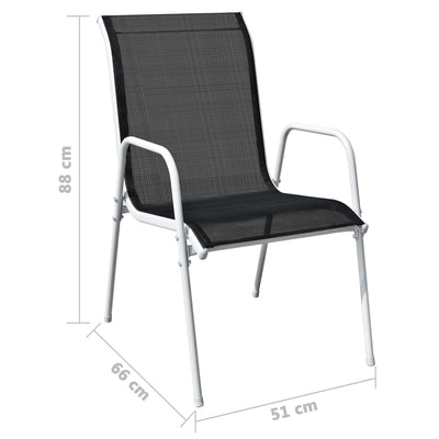 Stackable Garden Chairs 2 pcs Steel and Textilene Black