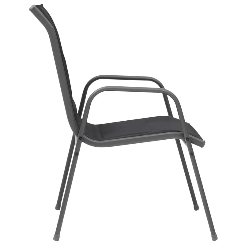 Stackable Garden Chairs 2 pcs Steel and Textilene Black