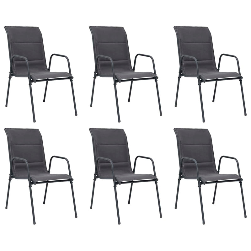 Stackable Garden Chairs 6 pcs Steel and Textilene Anthracite