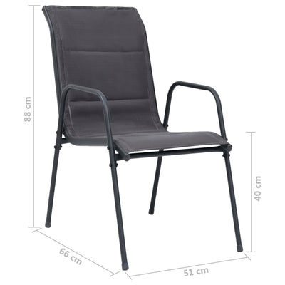 Stackable Garden Chairs 6 pcs Steel and Textilene Anthracite