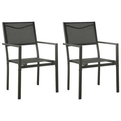 Garden Chairs 2 pcs Textilene and Steel Black and Anthracite