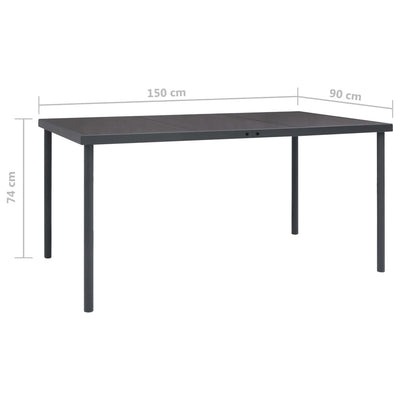 Outdoor Dining Table Anthracite 150x90x74 cm Steel