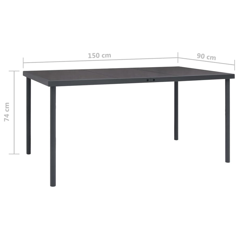 Outdoor Dining Table Anthracite 150x90x74 cm Steel