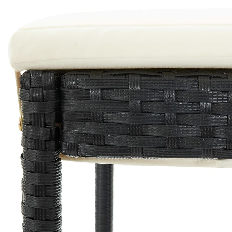 Garden Bar Stools with Cushions 2 pcs Black Poly Rattan