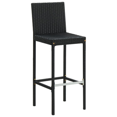 Garden Bar Stools with Cushions 4 pcs Black Poly Rattan