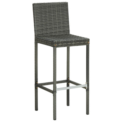 Garden Bar Stools with Cushions 4 pcs Grey Poly Rattan