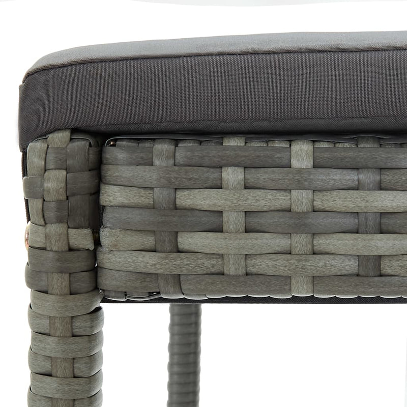 Garden Bar Stools with Cushions 4 pcs Grey Poly Rattan