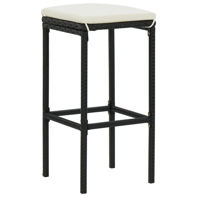 Bar Stools with Cushions 2 pcs Black Poly Rattan