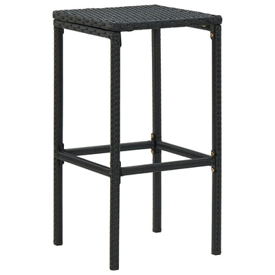 Bar Stools with Cushions 2 pcs Black Poly Rattan