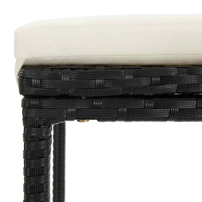 Bar Stools with Cushions 2 pcs Black Poly Rattan