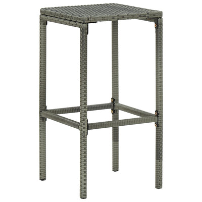 Bar Stools with Cushions 2 pcs Grey Poly Rattan