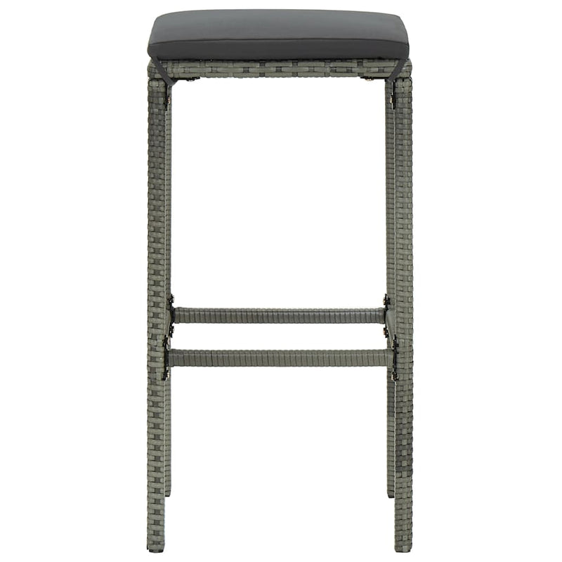 Bar Stools with Cushions 2 pcs Grey Poly Rattan