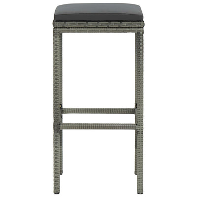 Bar Stools with Cushions 2 pcs Grey Poly Rattan